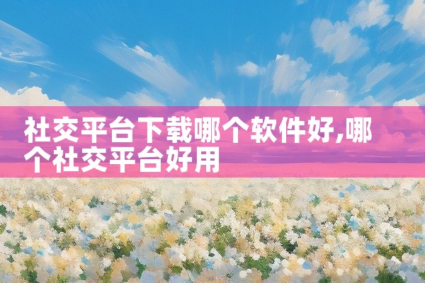 社交平台下载哪个软件好