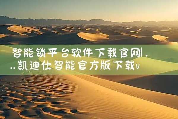 智能锁平台软件下载官网